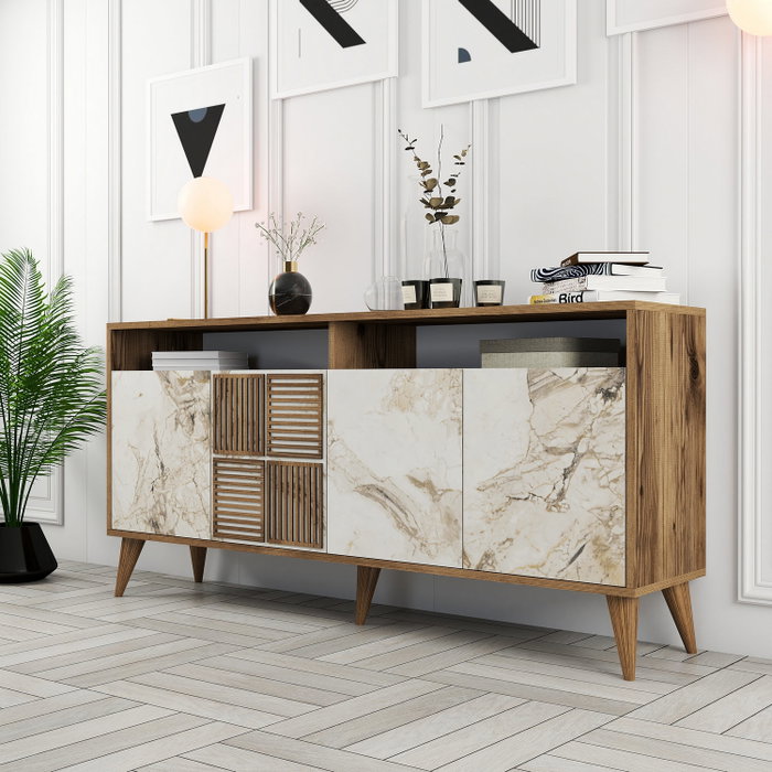 Hanah Home Milan 160 - Nogal y mármol blanco